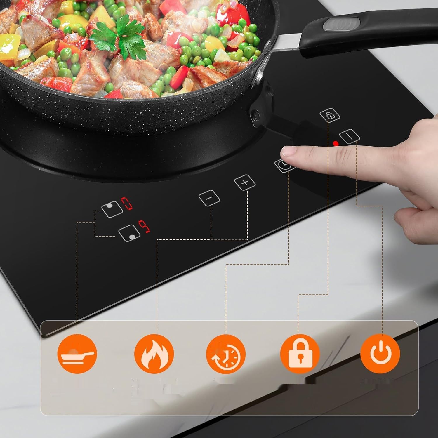 Płyta indukcyjna do zabudowy KICHPOWER 30 cm, 2 pola, 3300 W