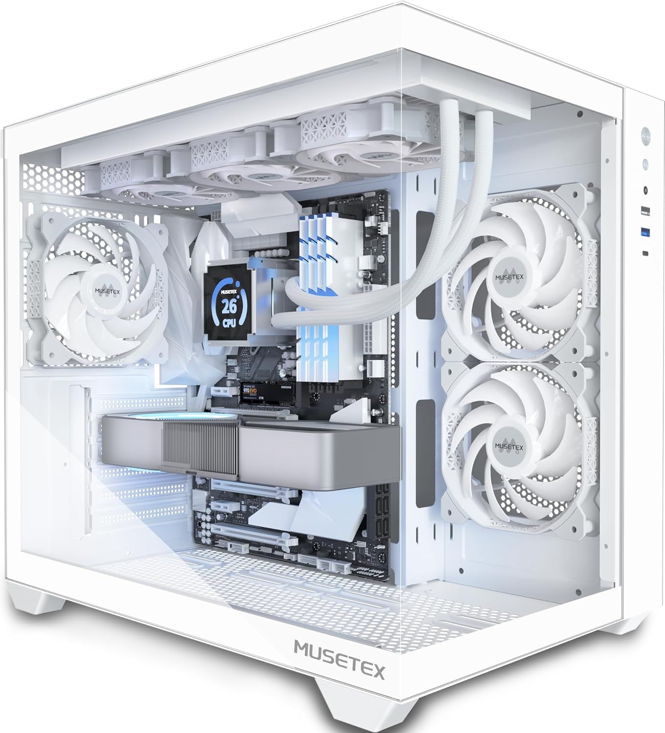 MUSETEX Y6W Obudowa PC ATX, obsługa chłodnicy 360 mm