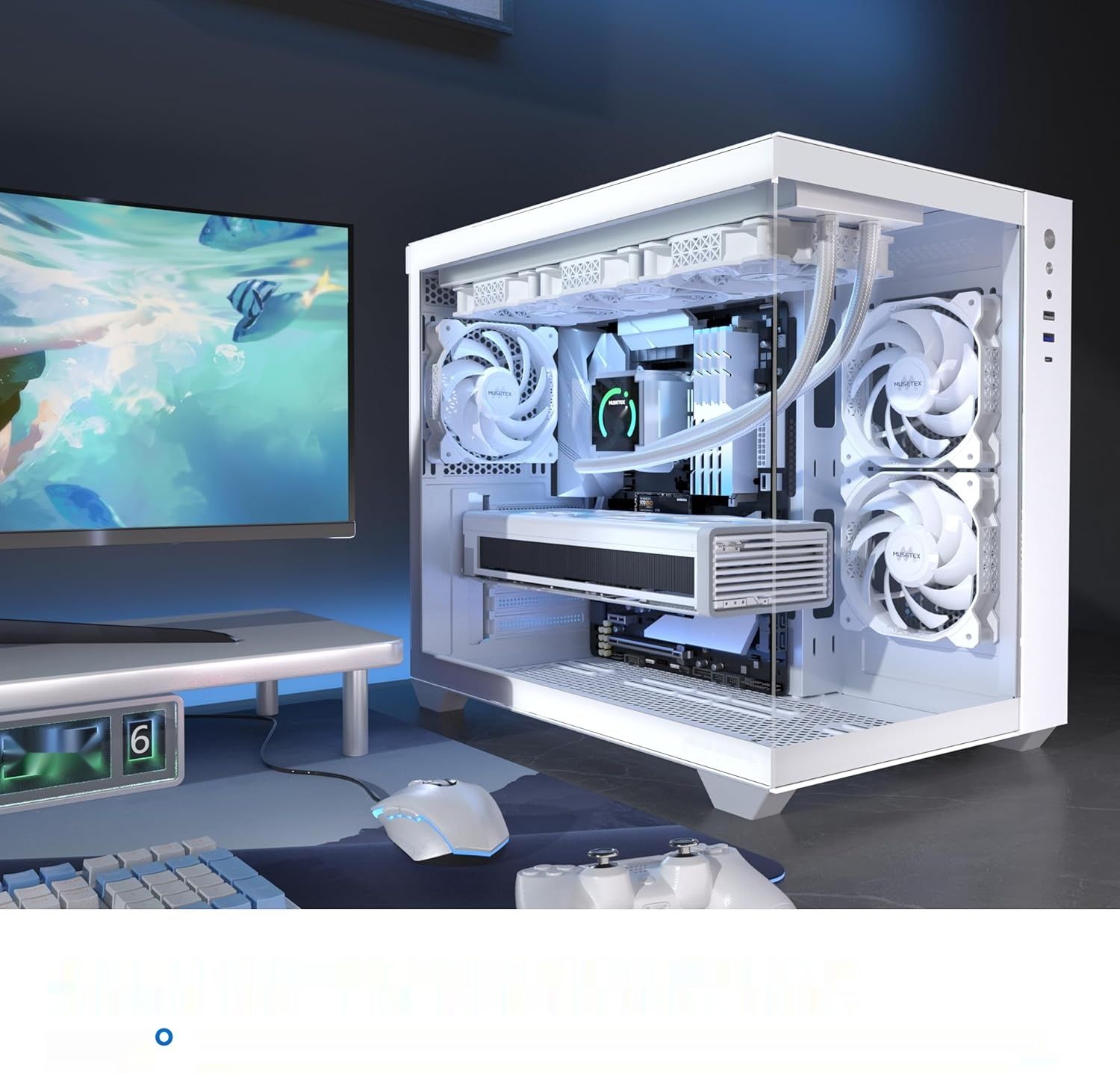 MUSETEX Y6W Obudowa PC ATX, obsługa chłodnicy 360 mm