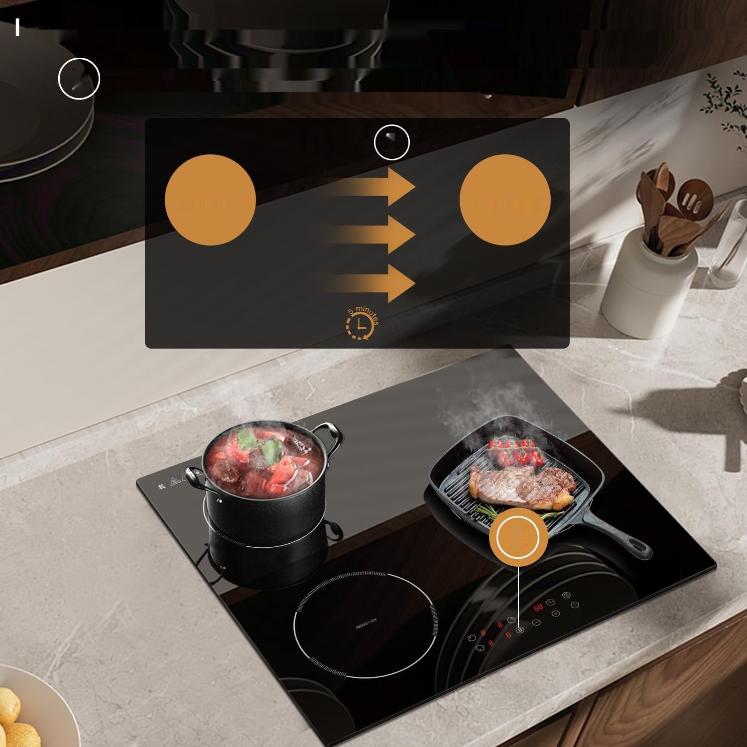 Płyta indukcyjna Karienvir 60 cm, 3 pola, 3500 W z wtyczką