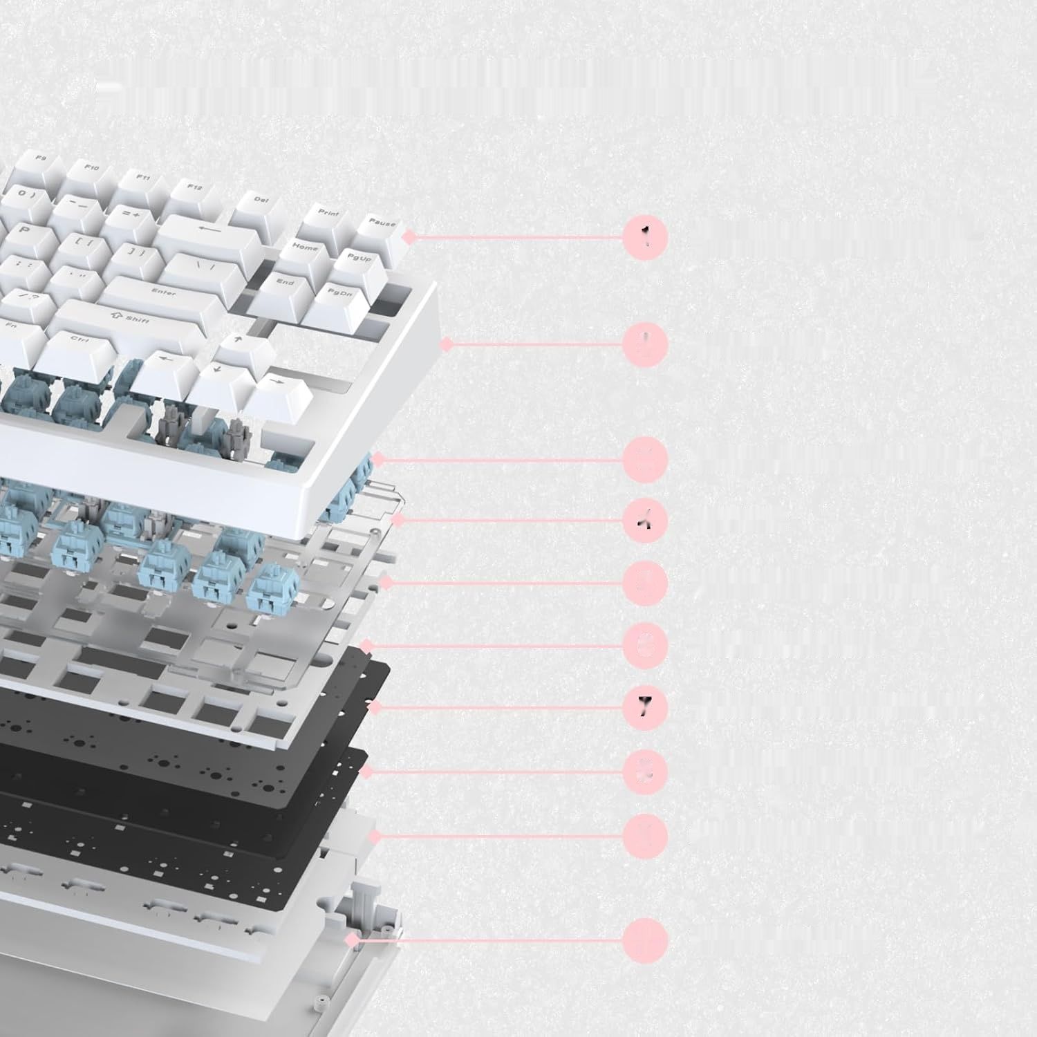 Zmienić  foto na Biały!!!!    EPOMAKER G84 80% uszczelniana klawiatura mechaniczna, personalizowana