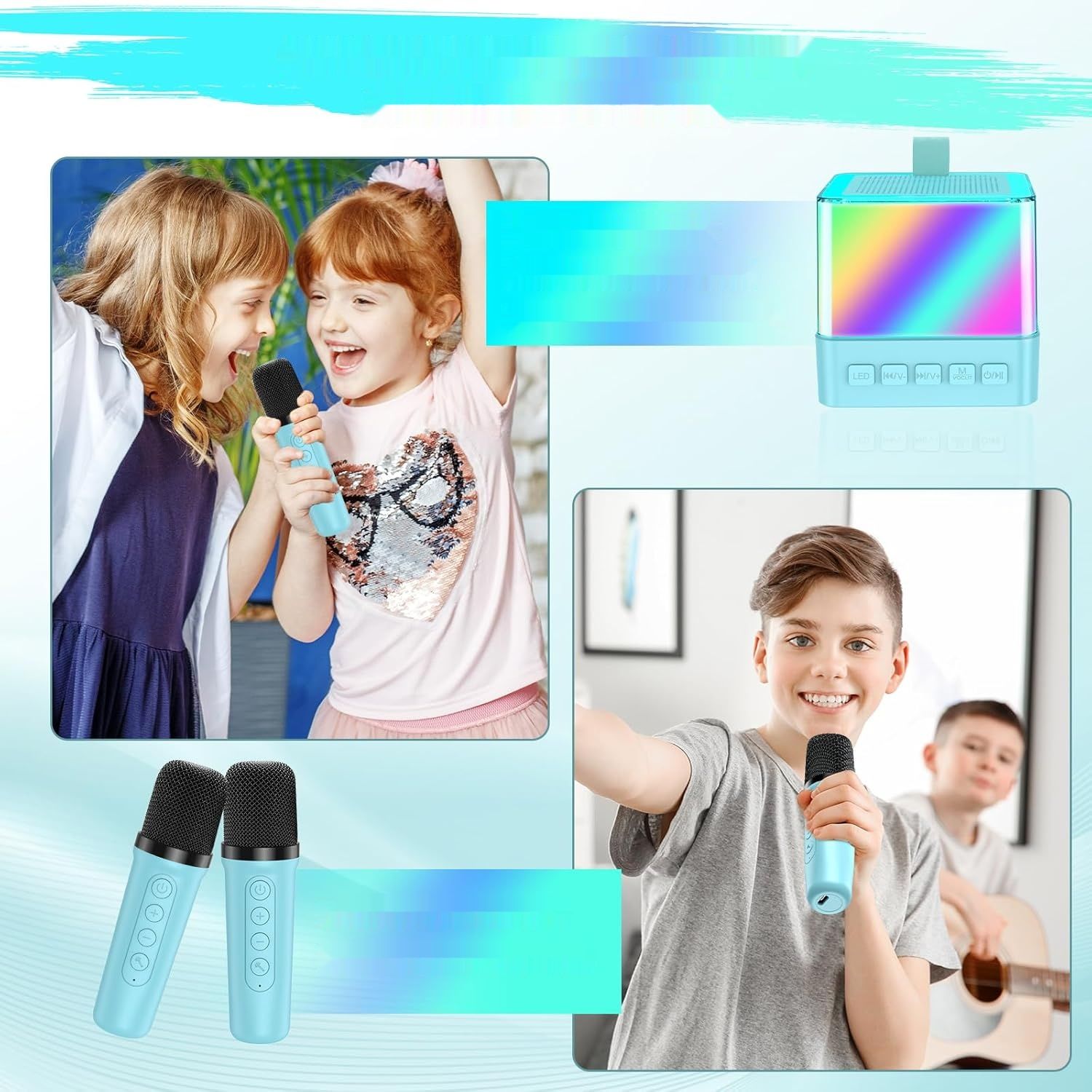 Karaoke dla dzieci z 1 mikrofonem, przenośny głośnik Bluetooth