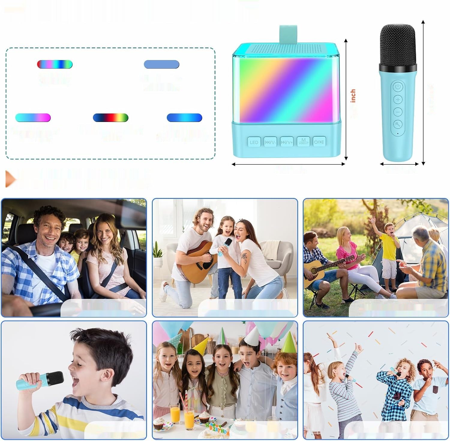 Karaoke dla dzieci z 1 mikrofonem, przenośny głośnik Bluetooth