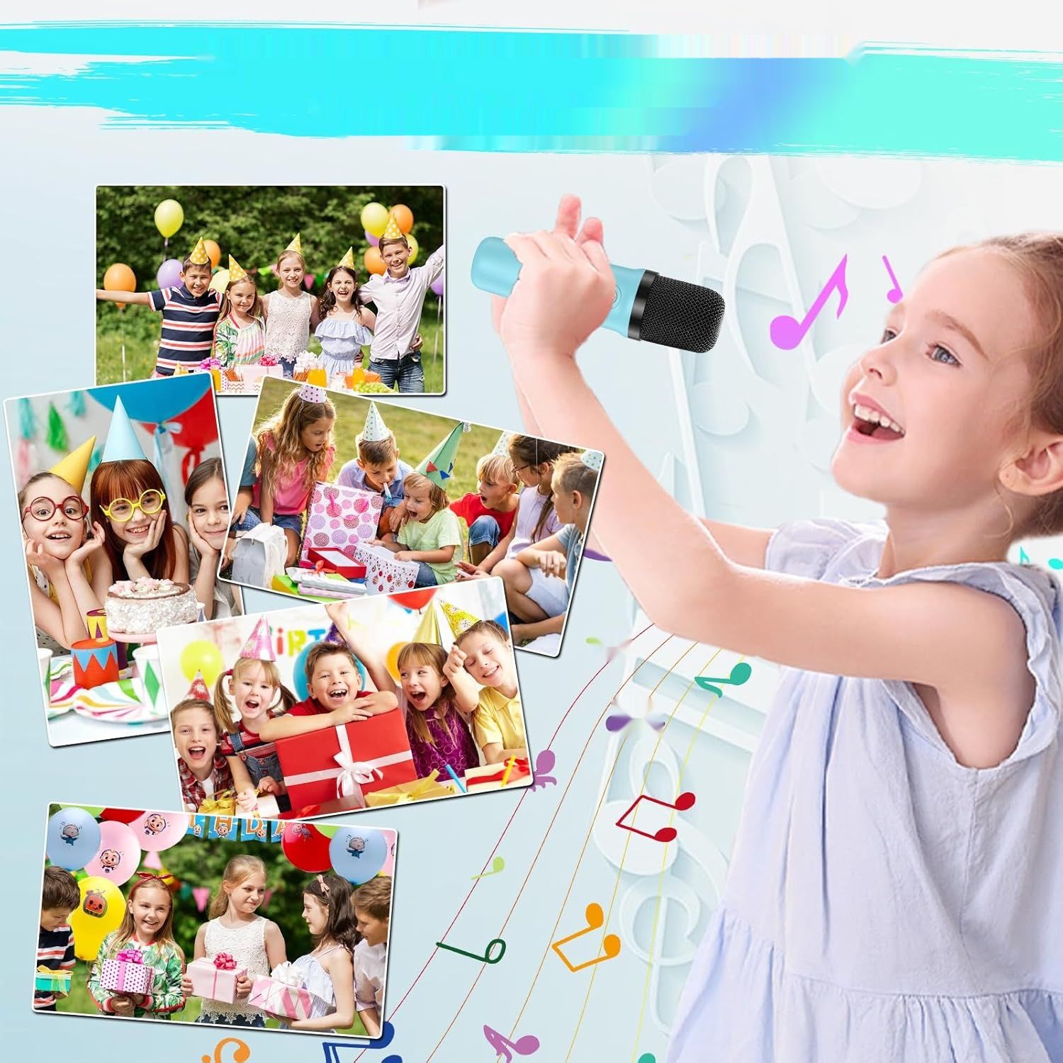 Karaoke dla dzieci z 1 mikrofonem, przenośny głośnik Bluetooth