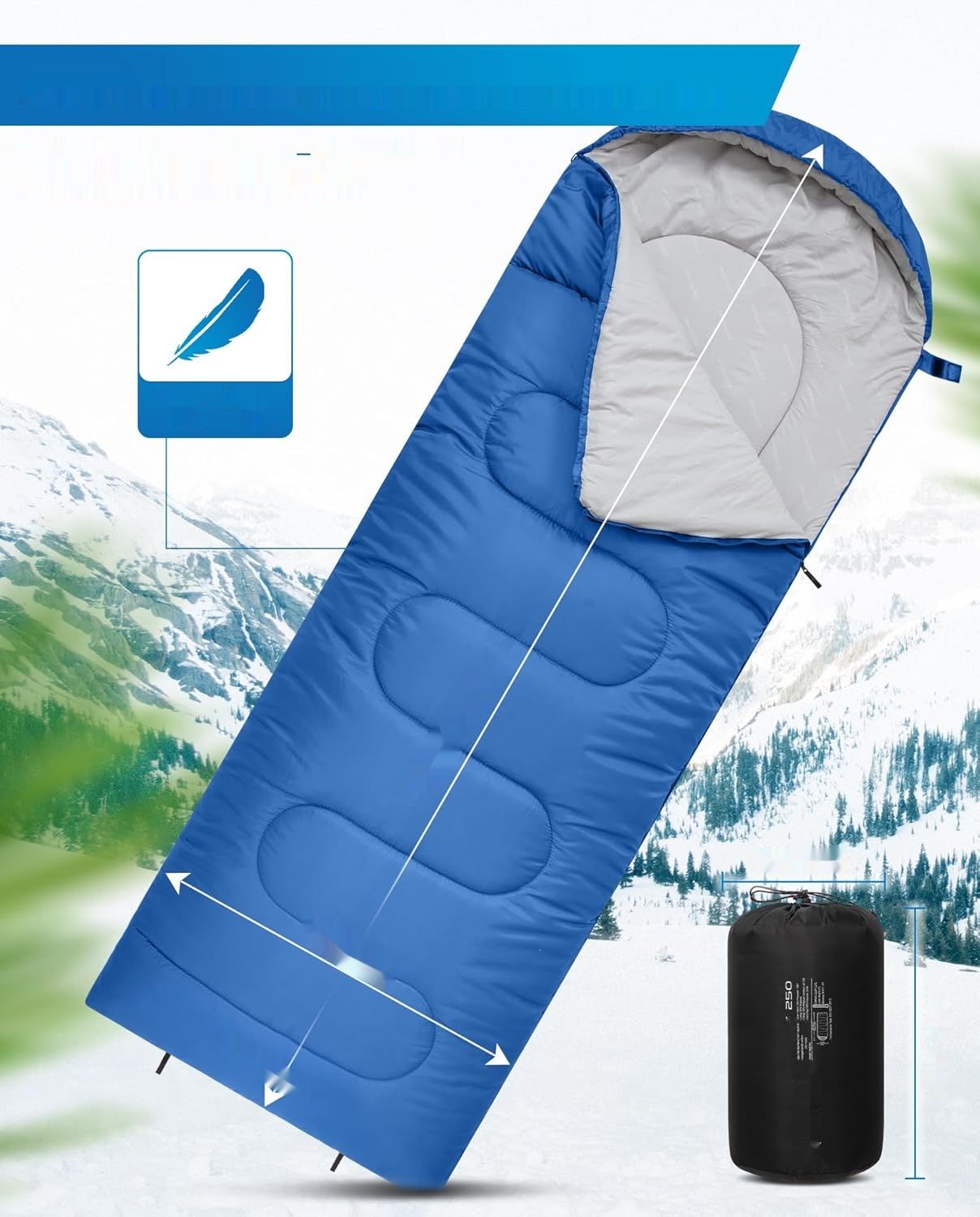 ПОМЕНЯТЬ ФОТО НА ЗЕЛ ОРАНЖ!!!! KingCamp Oasis śpiwór kempingowy na 3–4 pory roku, wodoodporny, lekkiś M