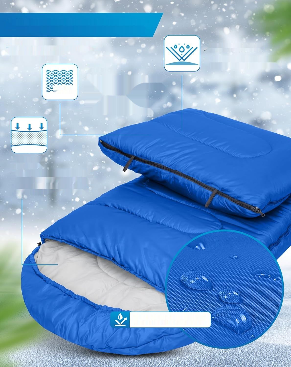 ПОМЕНЯТЬ ФОТО НА ЗЕЛ ОРАНЖ!!!! KingCamp Oasis śpiwór kempingowy na 3–4 pory roku, wodoodporny, lekkiś M