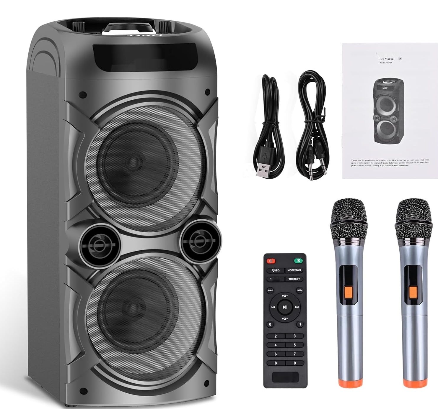 TYOTY A90 z 2 mikrofonami bezprzewodowymi – przenośny głośnik Bluetooth