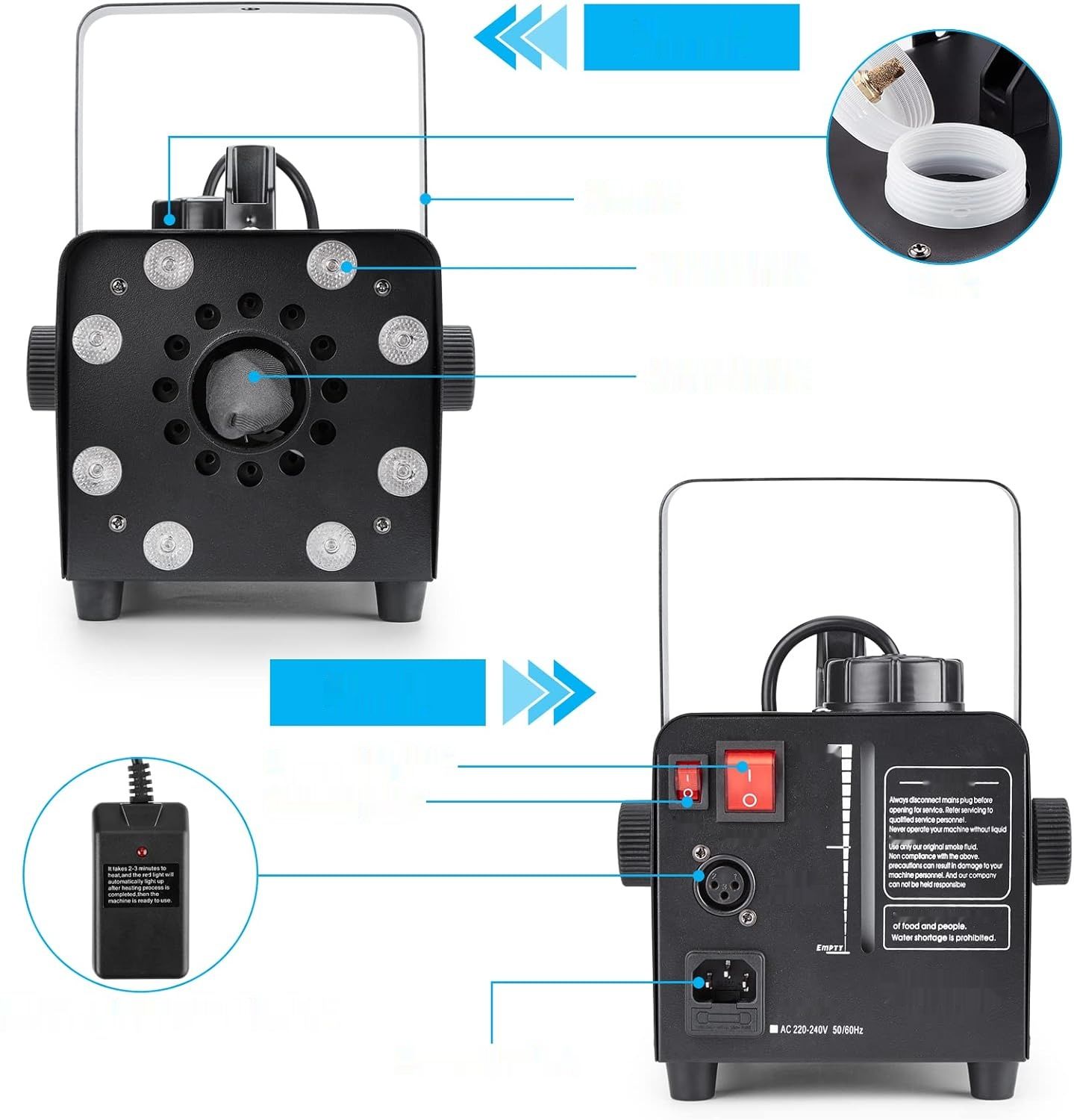 Hakuta Maszyna śnieżna 800W z 8 diodami LED