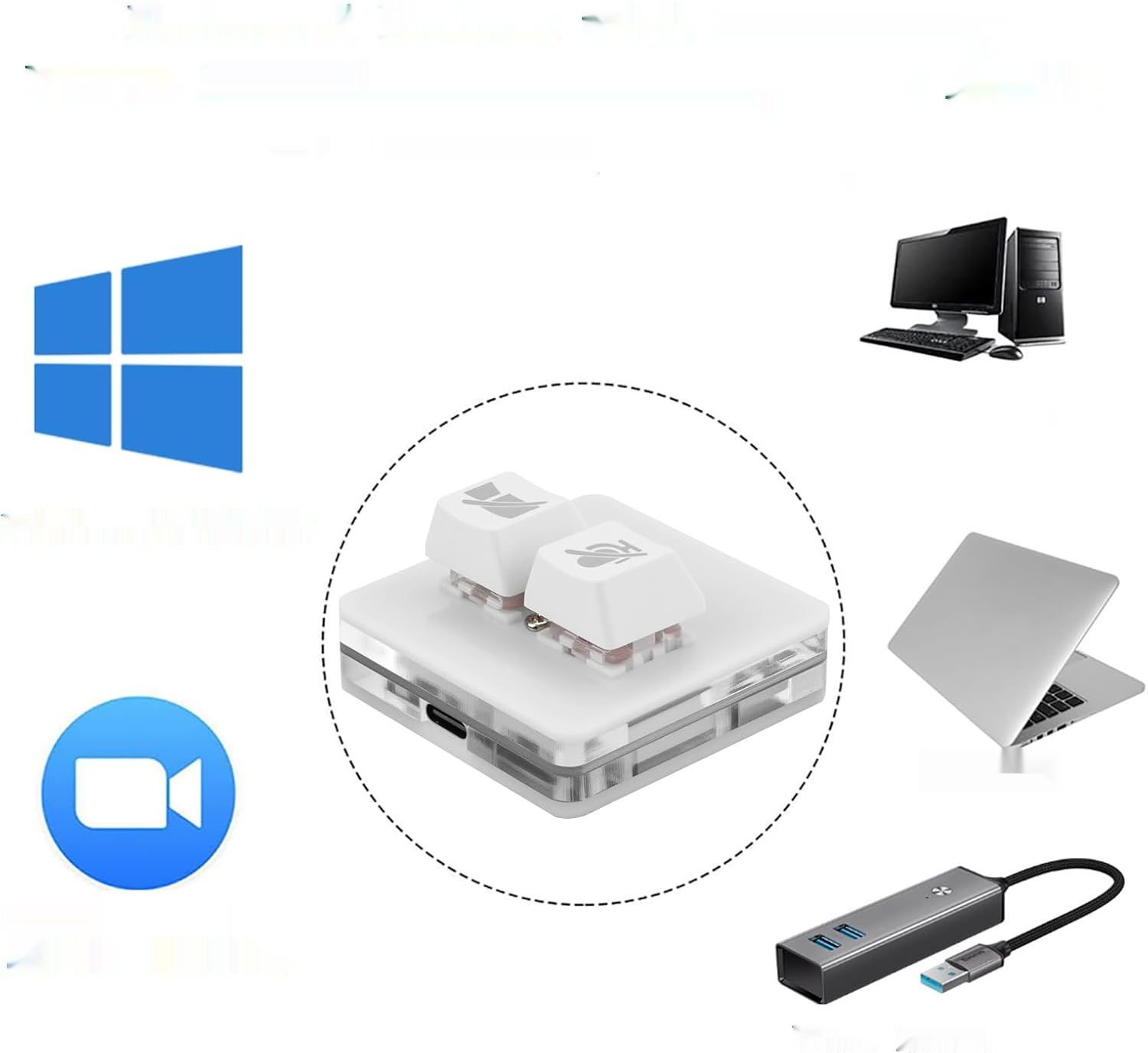 Linkidea Przycisk spotkania USB z funkcją zoom do systemu Windows