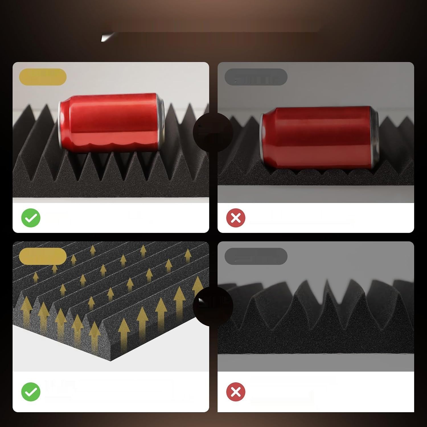 TONOR Zestaw 24 paneli akustycznych, 30×30×5 cm samoprzylepne paneleak