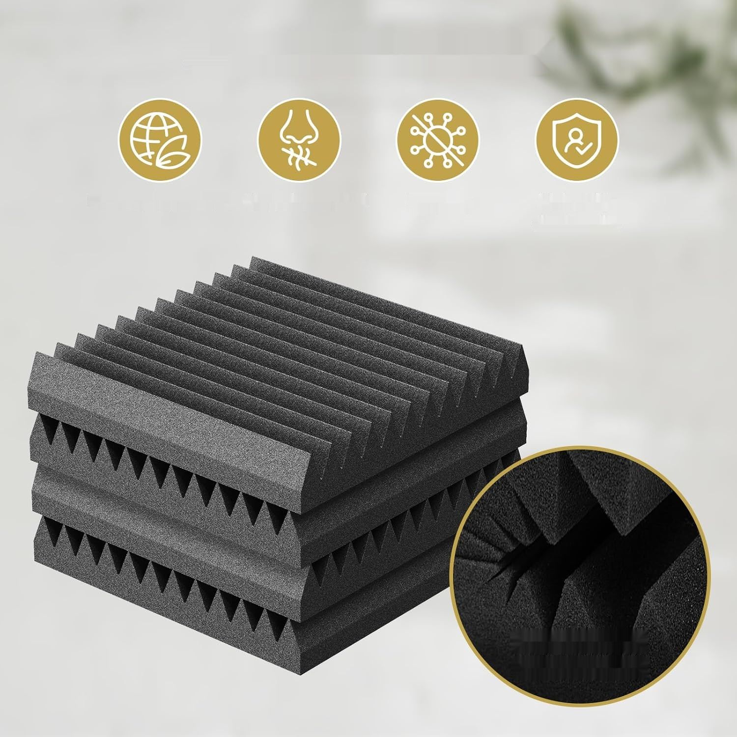 TONOR Zestaw 24 paneli akustycznych, 30×30×5 cm samoprzylepne paneleak