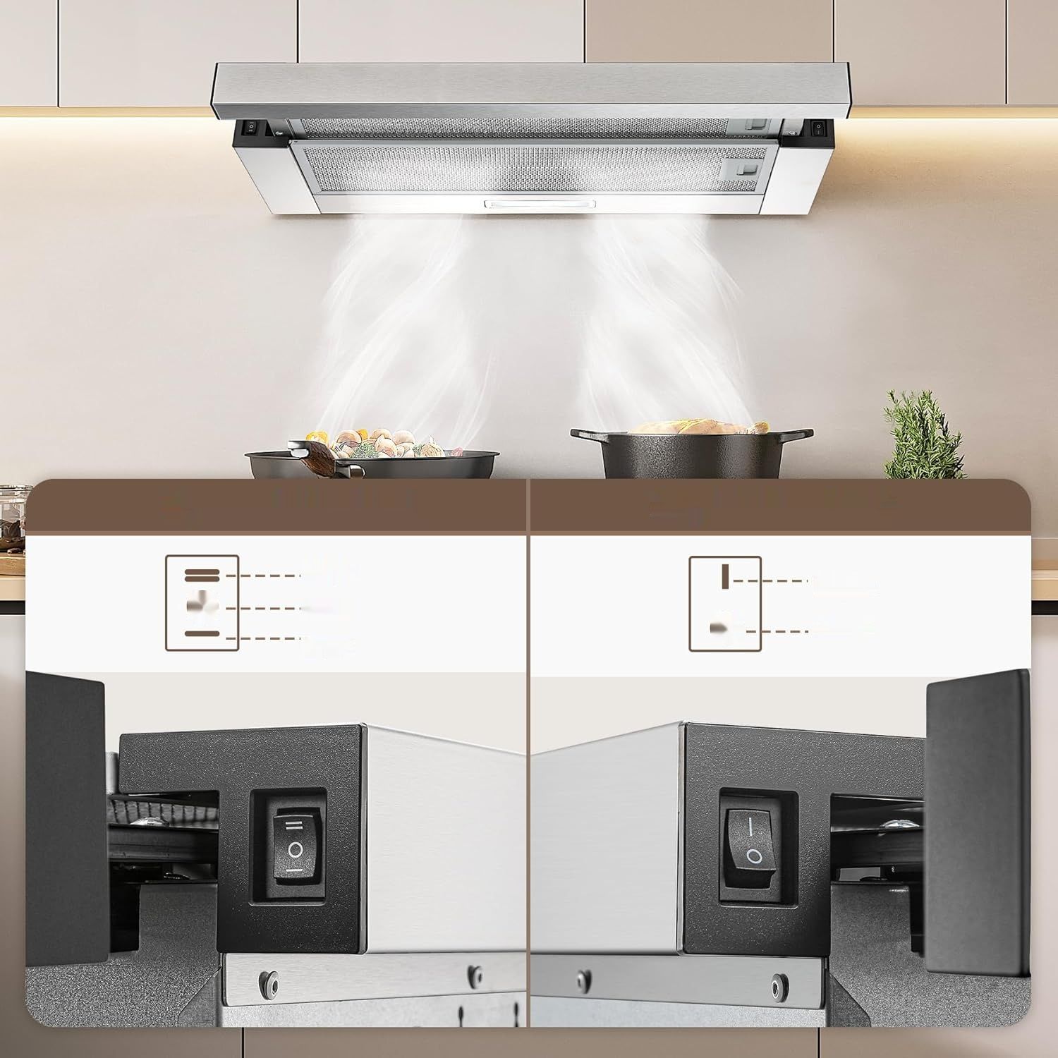 Teleskopowy okap podszafkowy KICHPOWER 60 cm