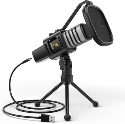 TONOR Micro PC, Profesjonalny mikrofon pojemnościowy USB do gamingu,
