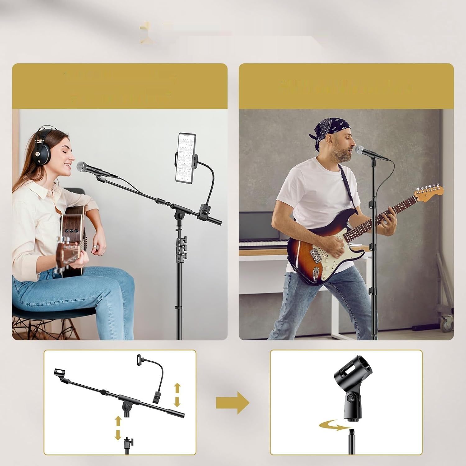 TONOR T35 – Statyw mikrofonowy z uchwytem na tablet i telefon