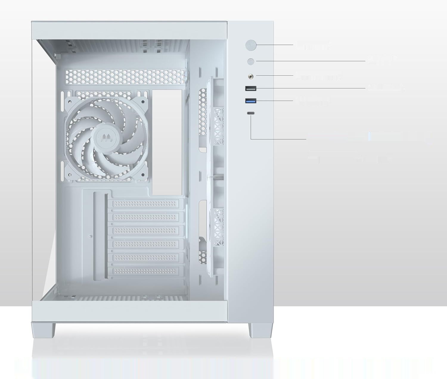MUSETEX Y6 – biała obudowa PC ATX z 6 wentylatorami PWM ARGB i szkłem