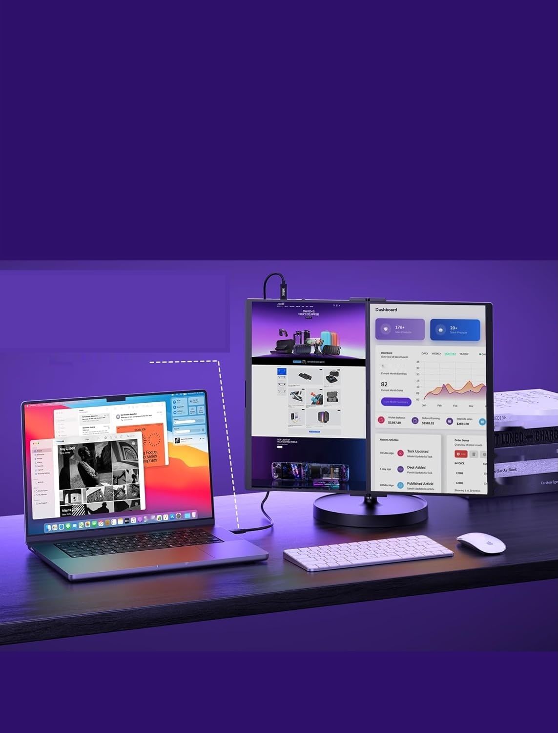 JSAUX FlipGo Pro 16" – Podwójny, składany monitor do laptopa 2.5K