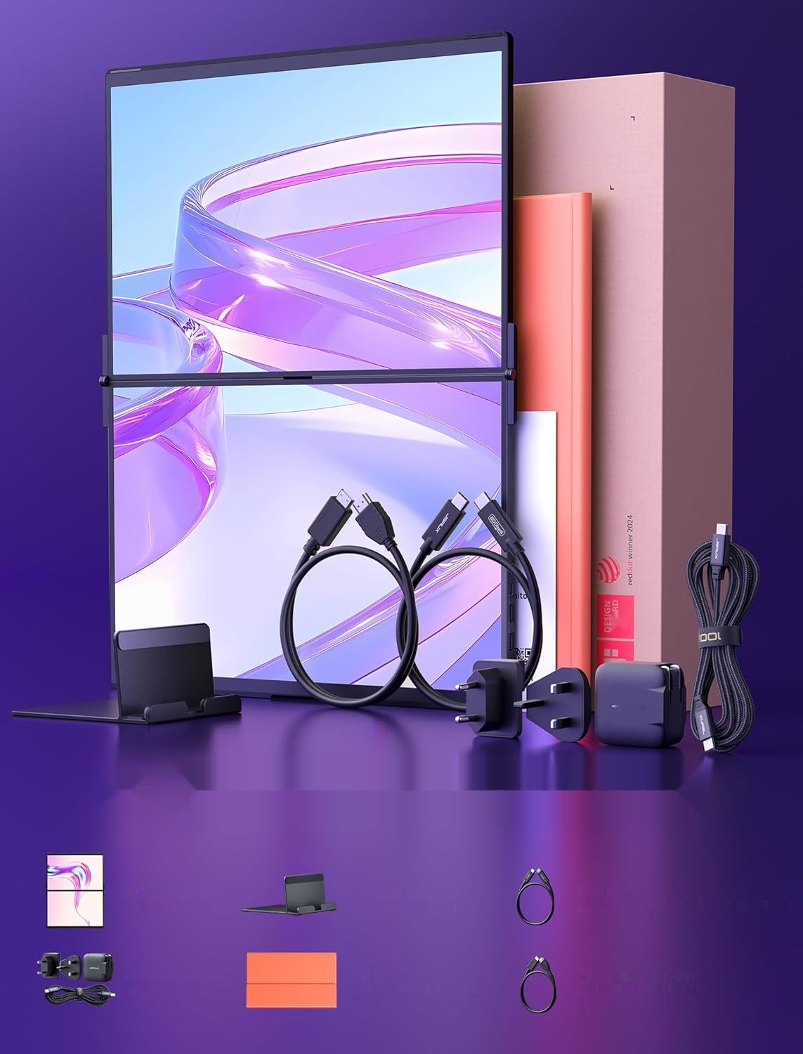 JSAUX FlipGo Pro 16" – Podwójny, składany monitor do laptopa 2.5K