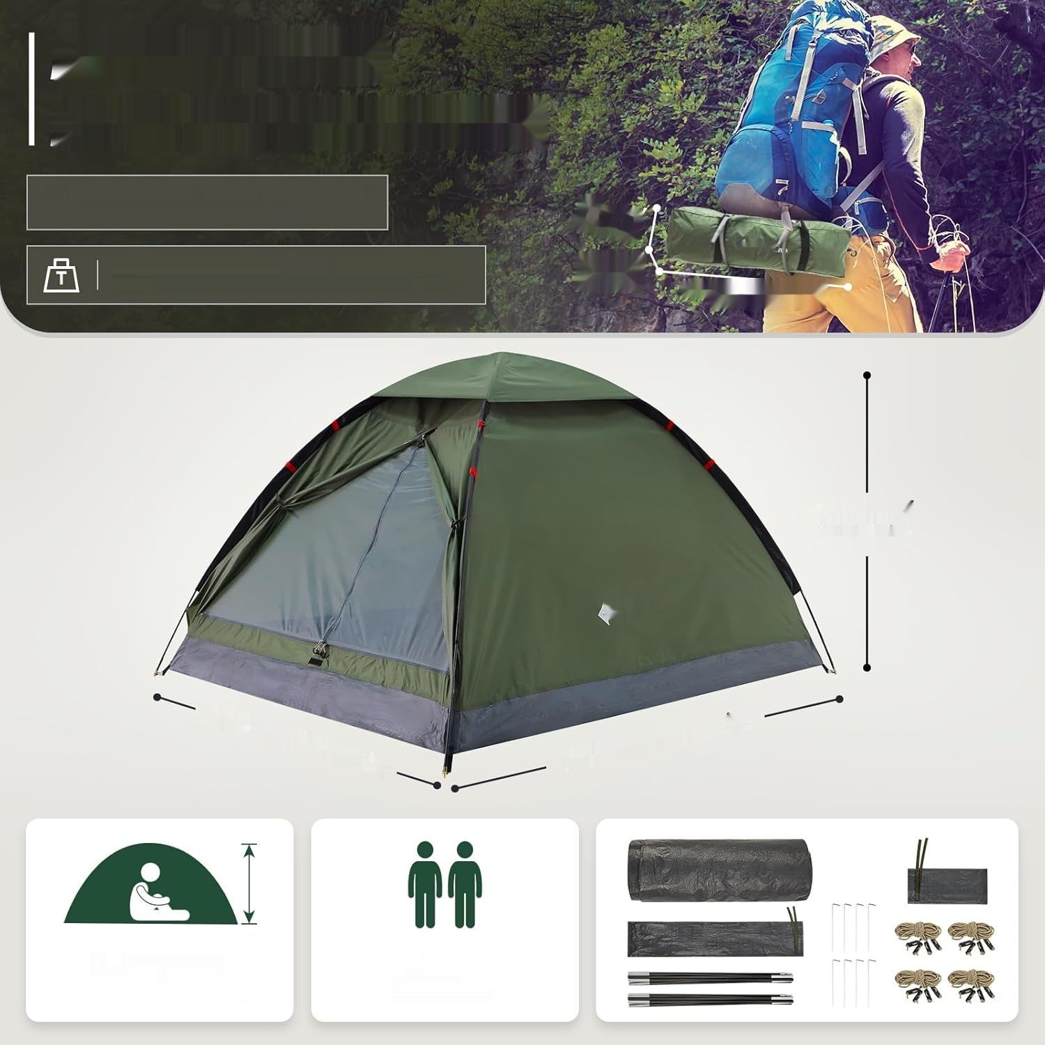 KingCamp MONDOME II lekki, wodoodporny namiot kempingowy dla 2 osób,