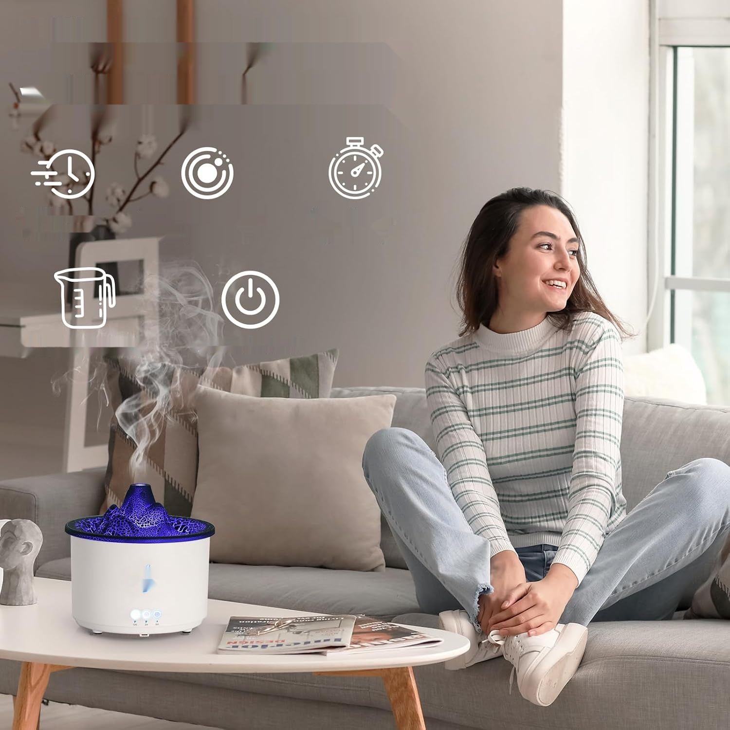 ЦВЕТ ПО ДЕРЕВО Dyfuzor olejków eterycznych Simpeak 400 ml z pilotem, ultradźwiękowydy