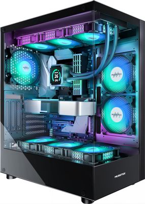 MUSETEX Obudowa PC ATX z wstępnie zainstalowanymi 6 wentylatorami PWM