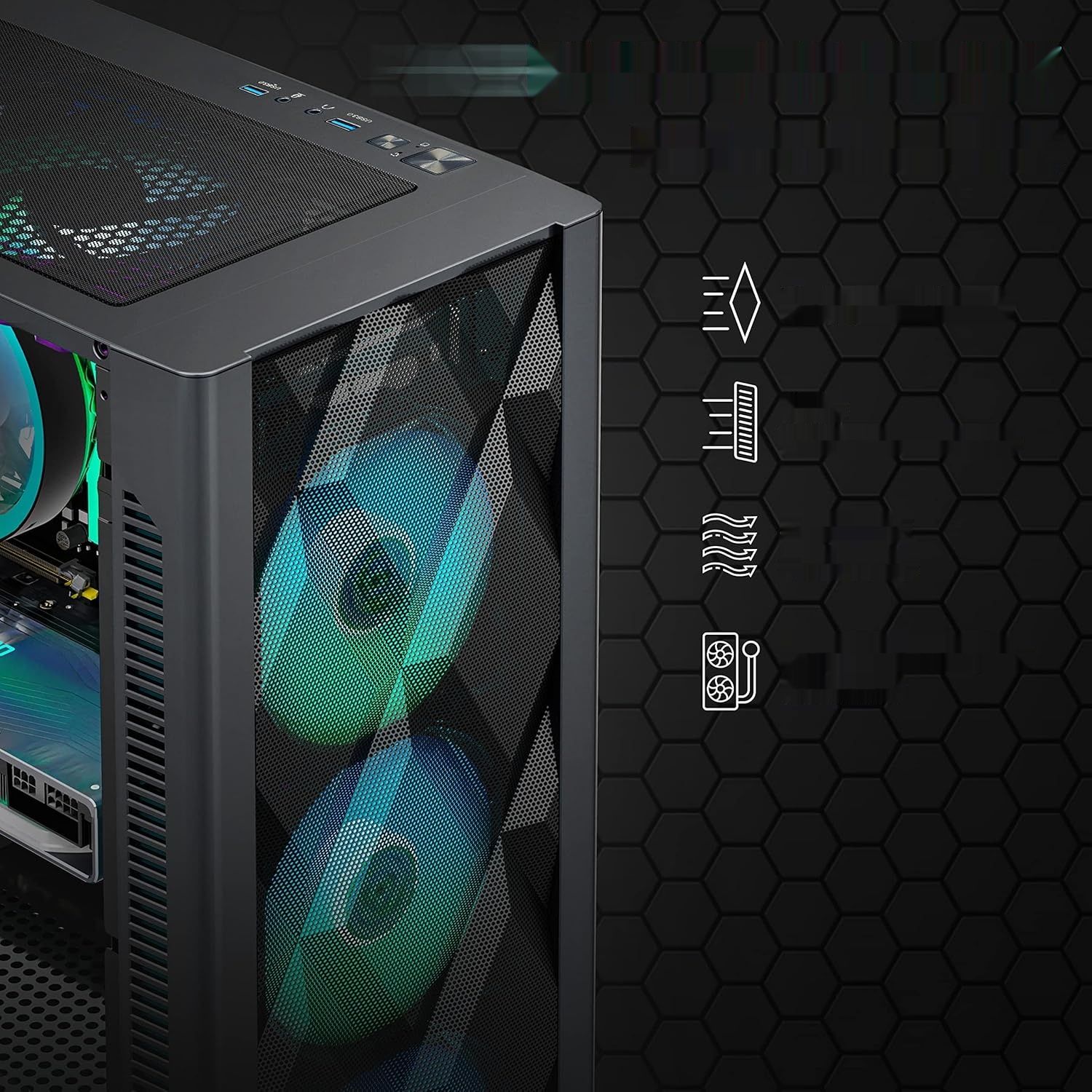 Obudowa PC ATX MUSETEX z fabrycznie zainstalowanymi 6 wentylatorami PW