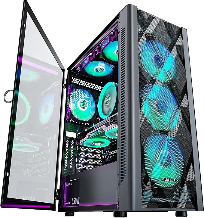 Obudowa PC ATX MUSETEX z fabrycznie zainstalowanymi 6 wentylatorami PW