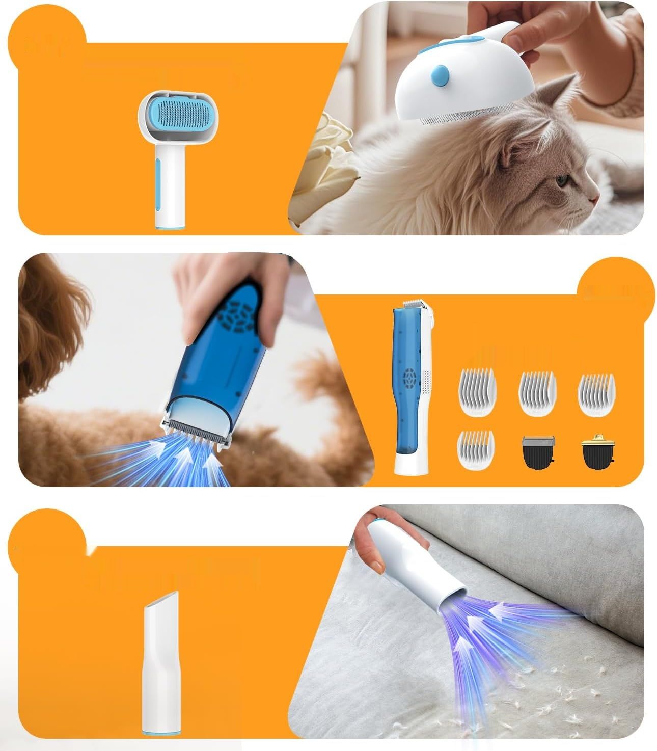 Maszynka do strzyżenia psów z odkurzaczem, 2 l pojemnik na kurz, 45 dB