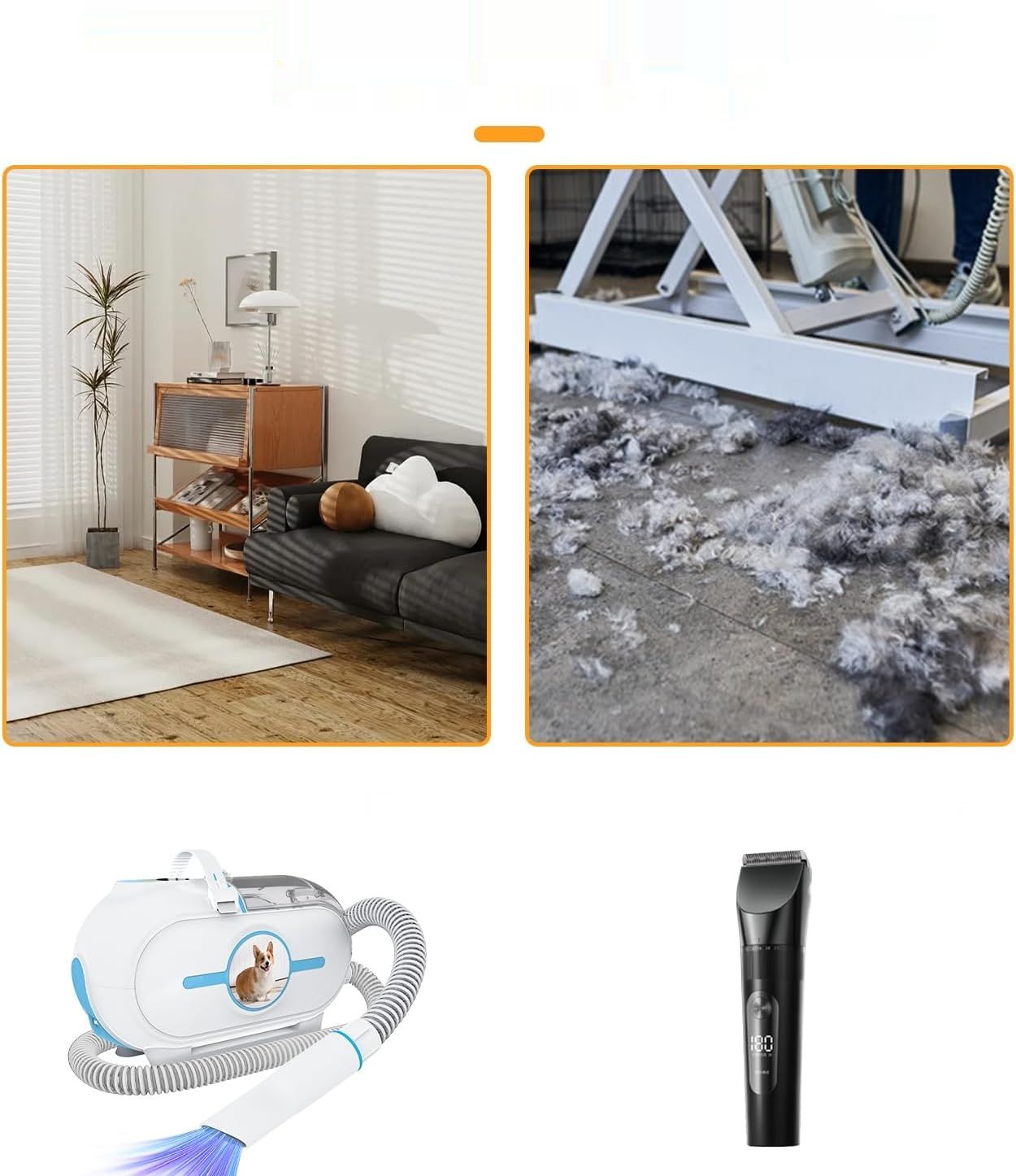 Maszynka do strzyżenia psów z odkurzaczem, 2 l pojemnik na kurz, 45 dB