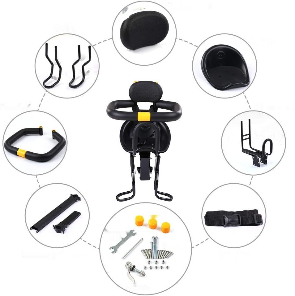 Irfora fotelik rowerowy dla dzieci z oparciem i pedałami – czarny