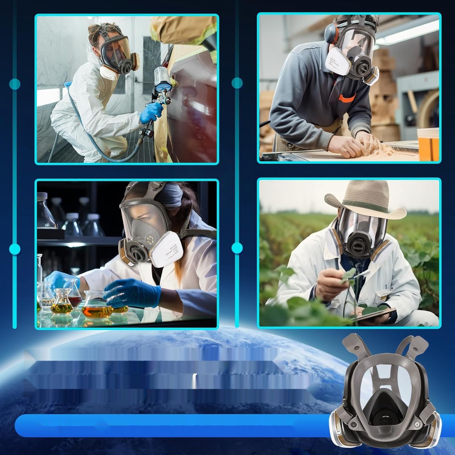 Trudsafe – Pełna maska ochronna z twardym etui do malowania, oprysków i ochrony przed pyłami