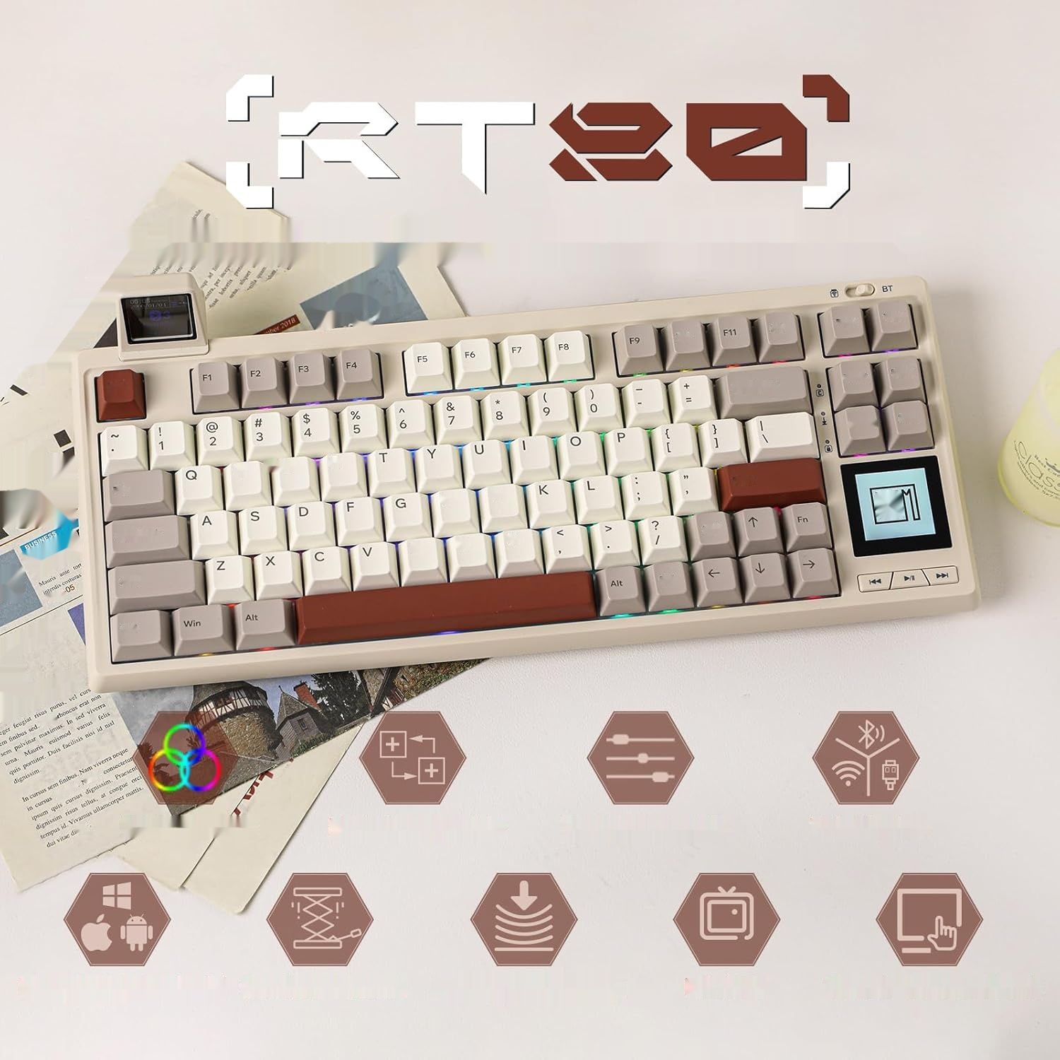 EPOMAKER RT80 Bezprzewodowa Klawiatura do Gier, Mechaniczna Klawiatura