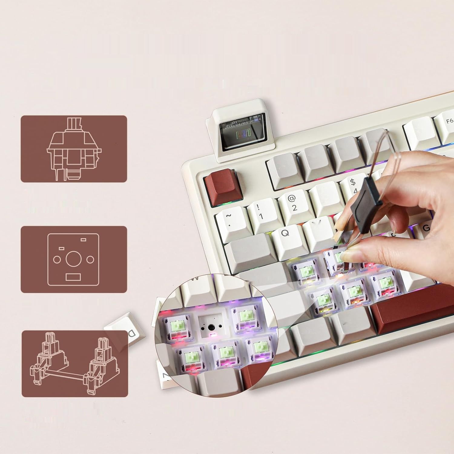 EPOMAKER RT80 Bezprzewodowa Klawiatura do Gier, Mechaniczna Klawiatura