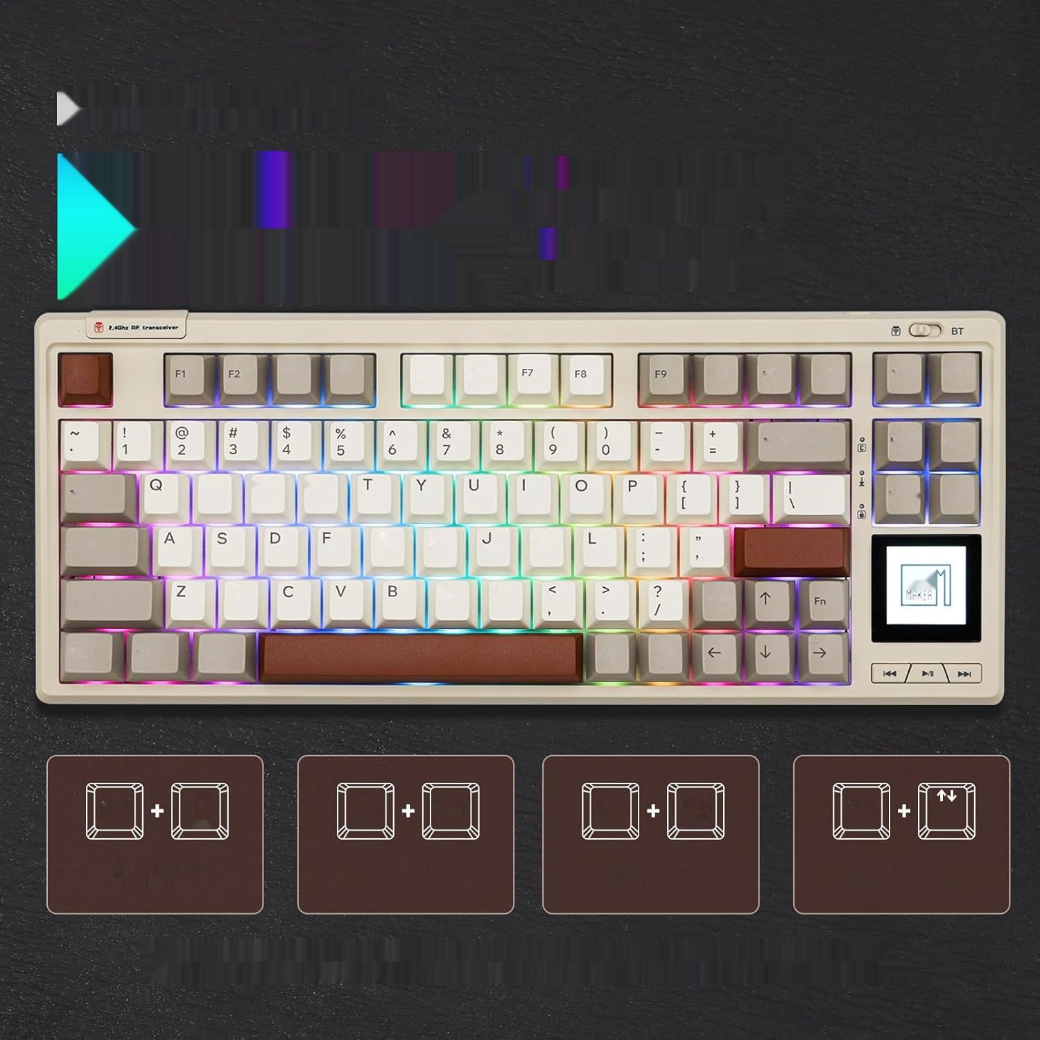 EPOMAKER RT80 Bezprzewodowa Klawiatura do Gier, Mechaniczna Klawiatura