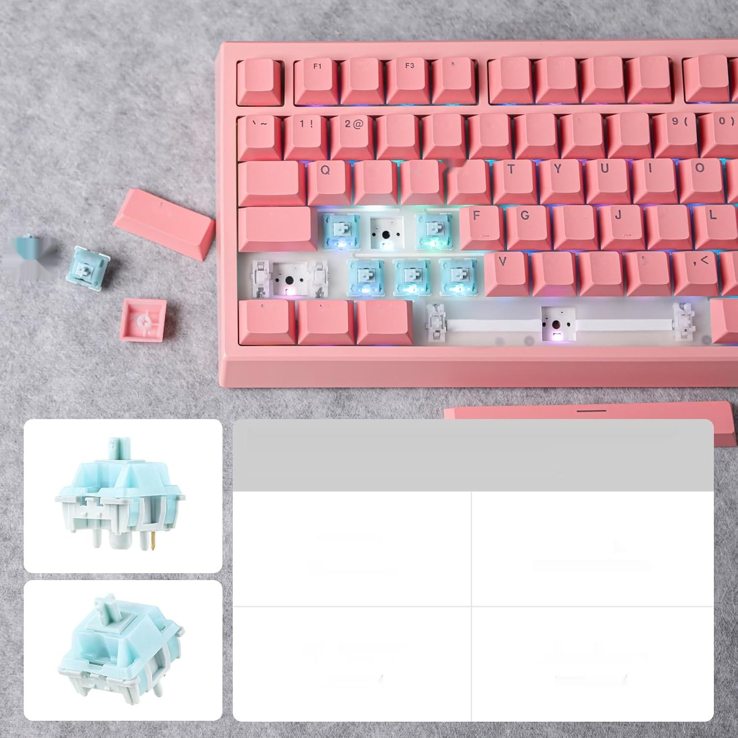 Zmienić foto na czarny !!!!!!!!    EPOMAKER G84 80% Mechaniczna Klawiatura Gamingowa RGB, Klawiatura bezw