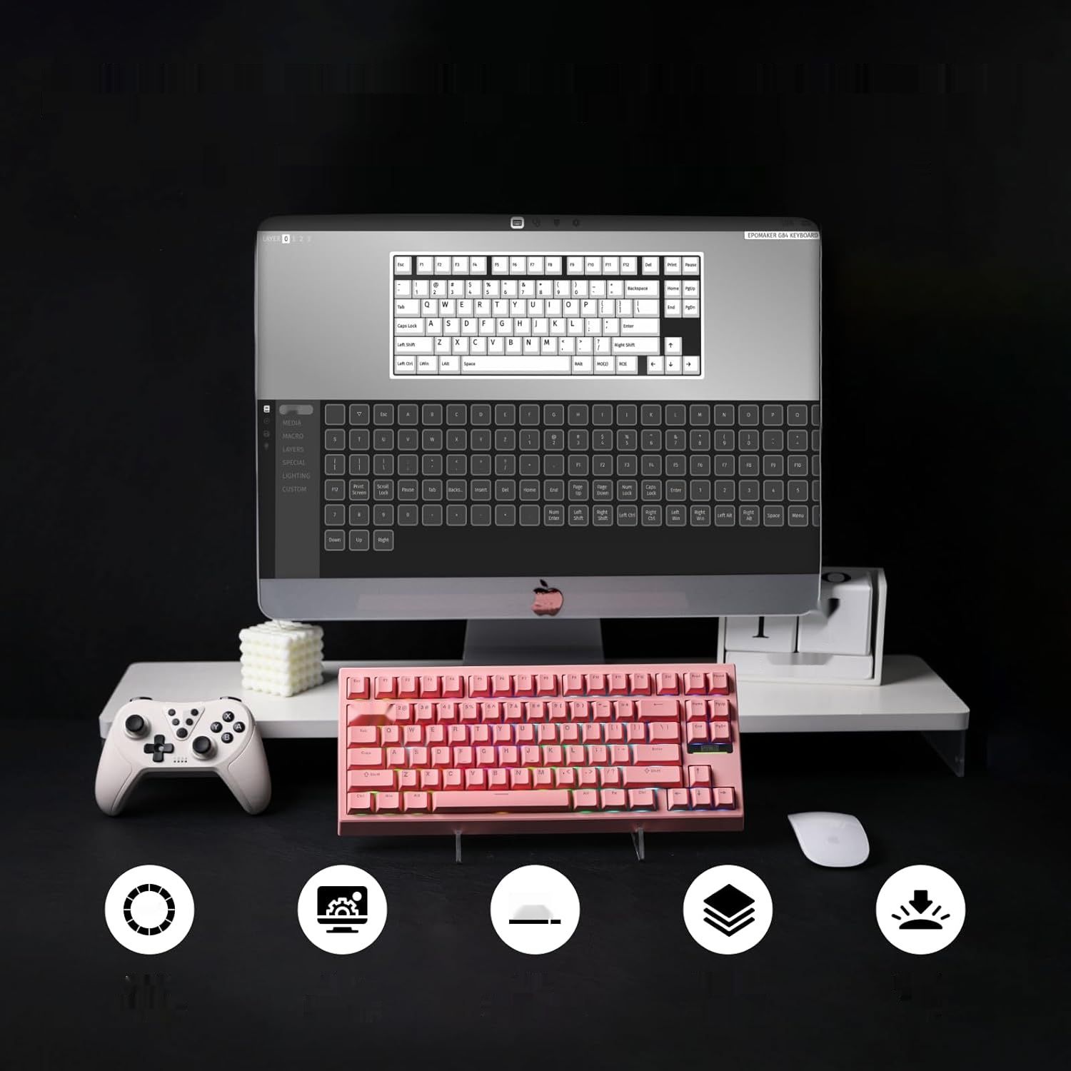 Zmienić foto na czarny !!!!!!!!    EPOMAKER G84 80% Mechaniczna Klawiatura Gamingowa RGB, Klawiatura bezw