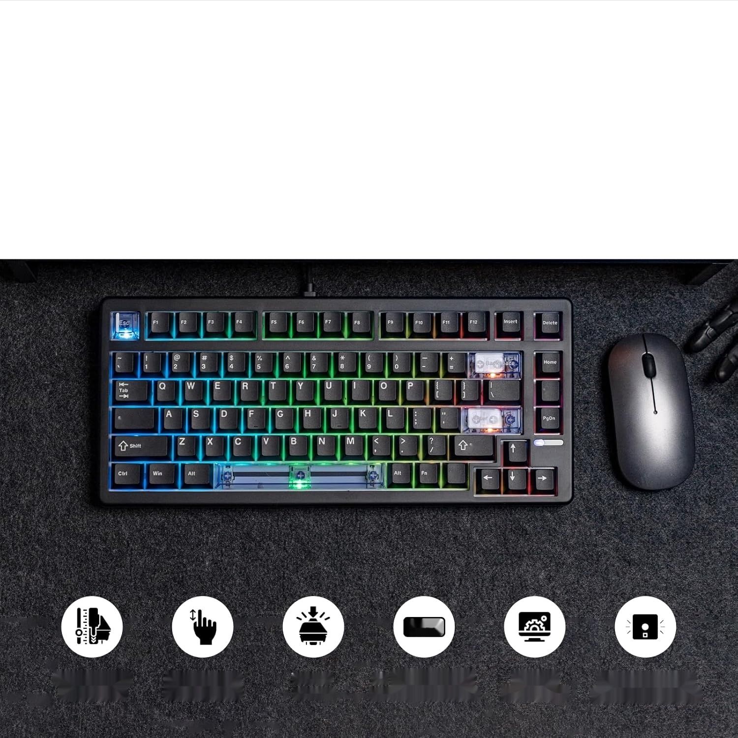 EPOMAKER HE80 – przewodowa klawiatura gamingowa z przełącznikami magnetycznymi Hall Effect (czarna)