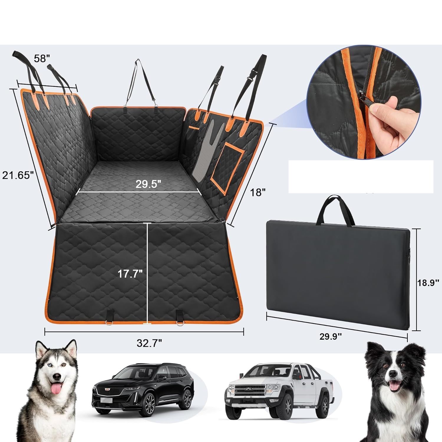 Tylne nakładki na siedzenia dla psów – Przedłużenie tylnego siedzenia