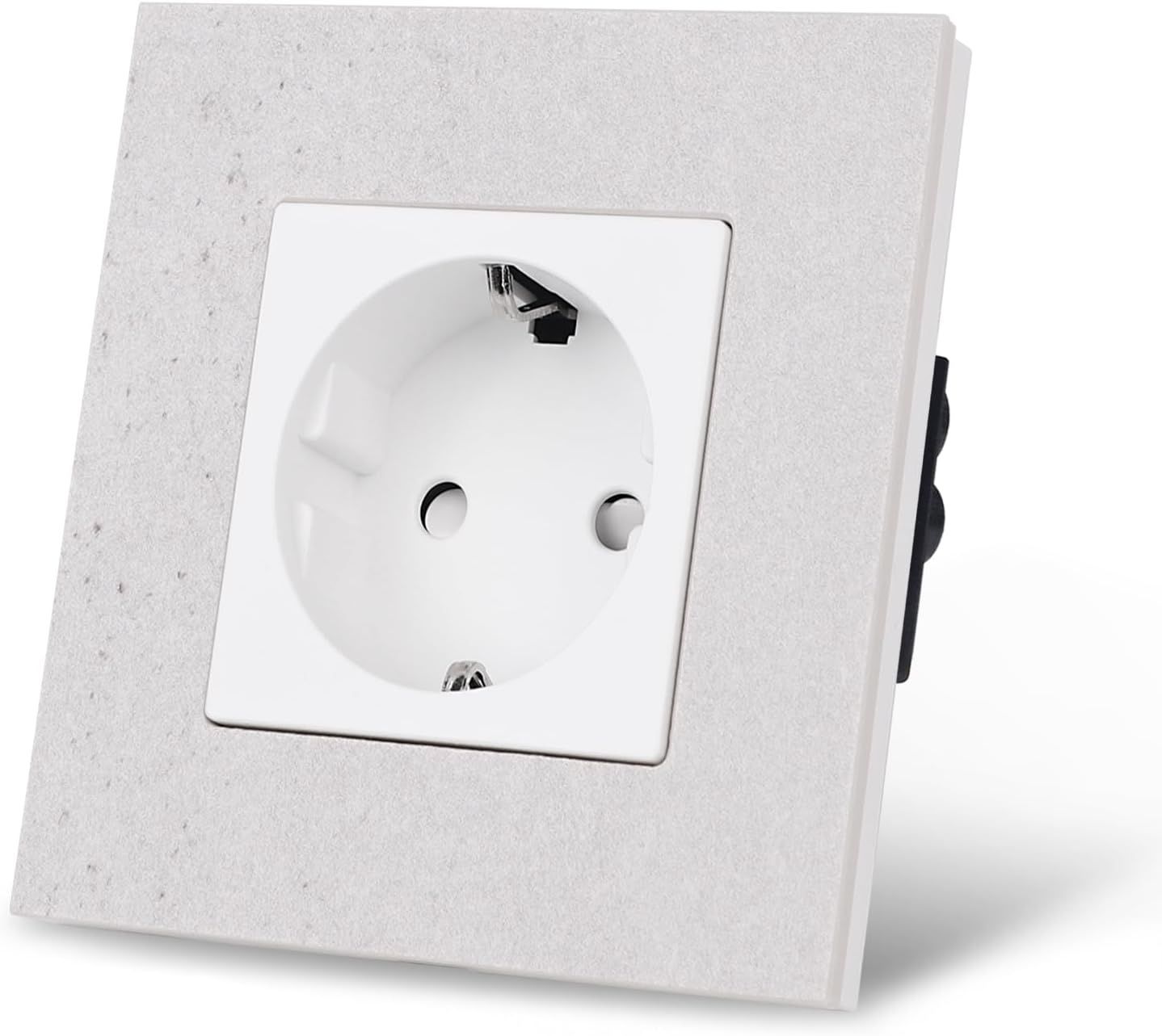 CNBINGO Gniazdo Schuko podtynkowe pojedyncze, białe, z ramką z marmuru sztucznego, 16 A
