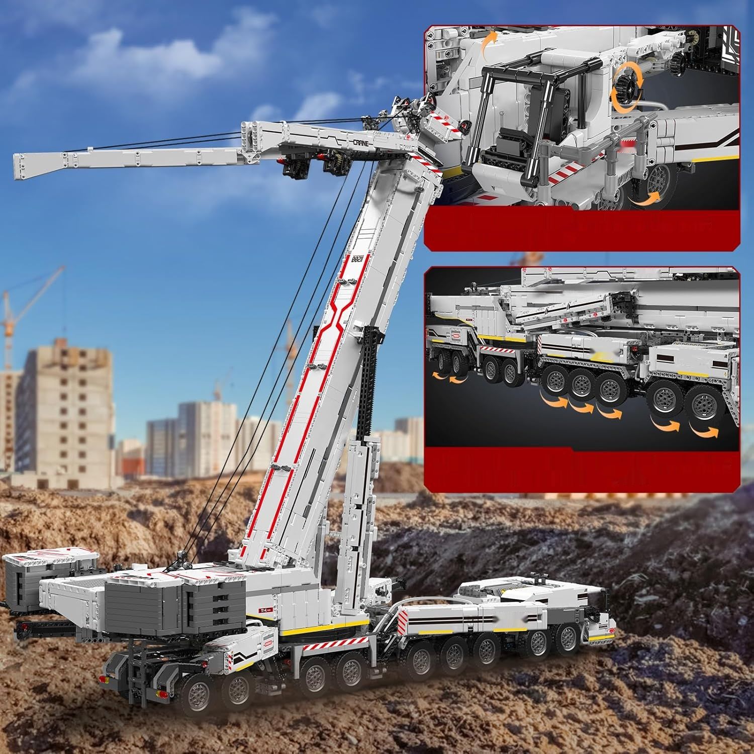 Mould King Zdalnie sterowany model dźwigu ciężarowego, 8506 elementów