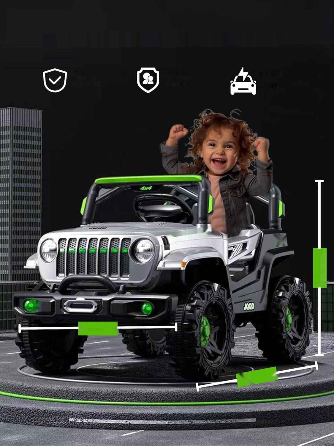 Elektryczny samochód terenowy dla dzieci 1–3 lata. Zdalnie sterowanyoj