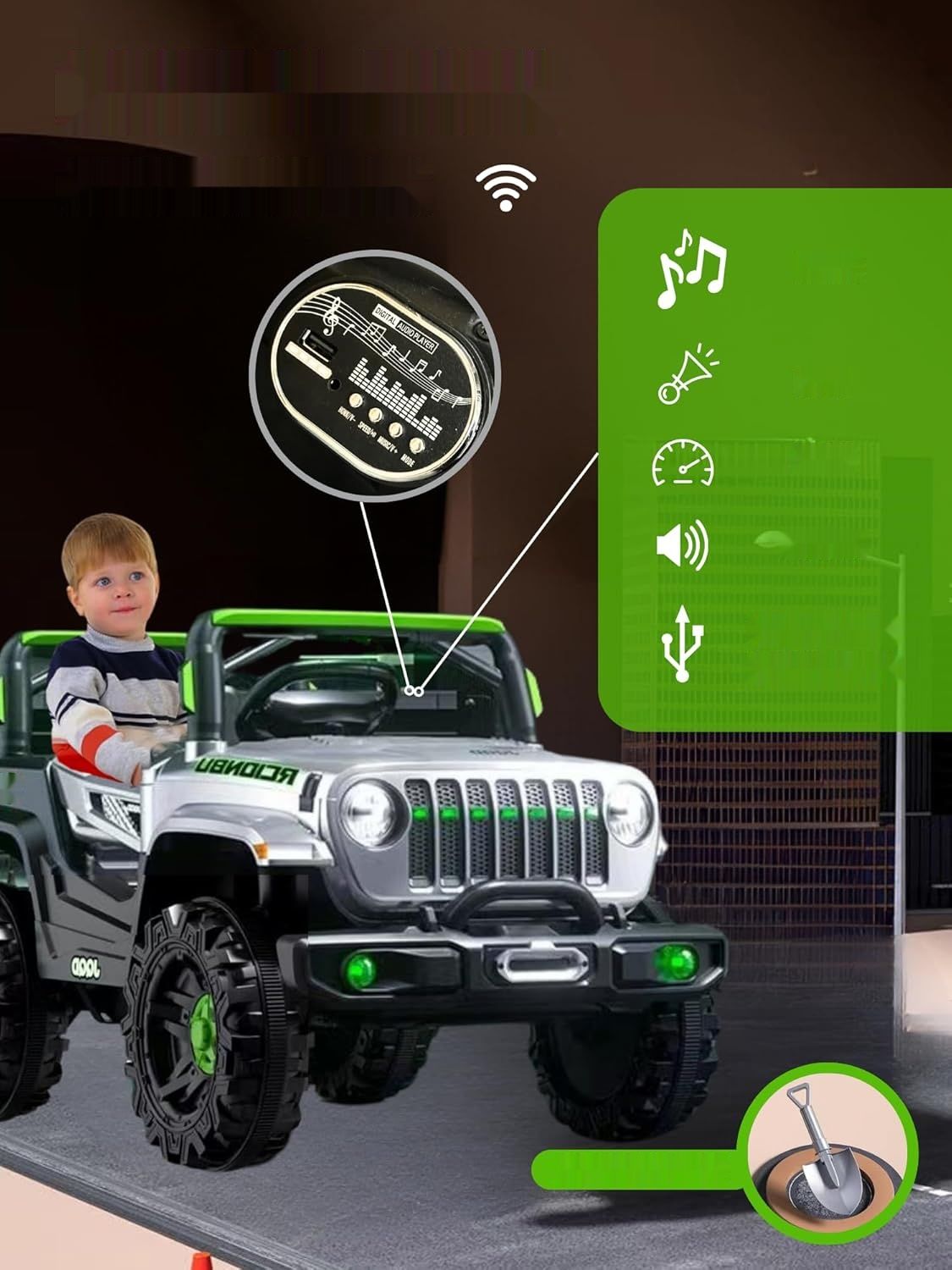 Elektryczny samochód terenowy dla dzieci 1–3 lata. Zdalnie sterowanyoj