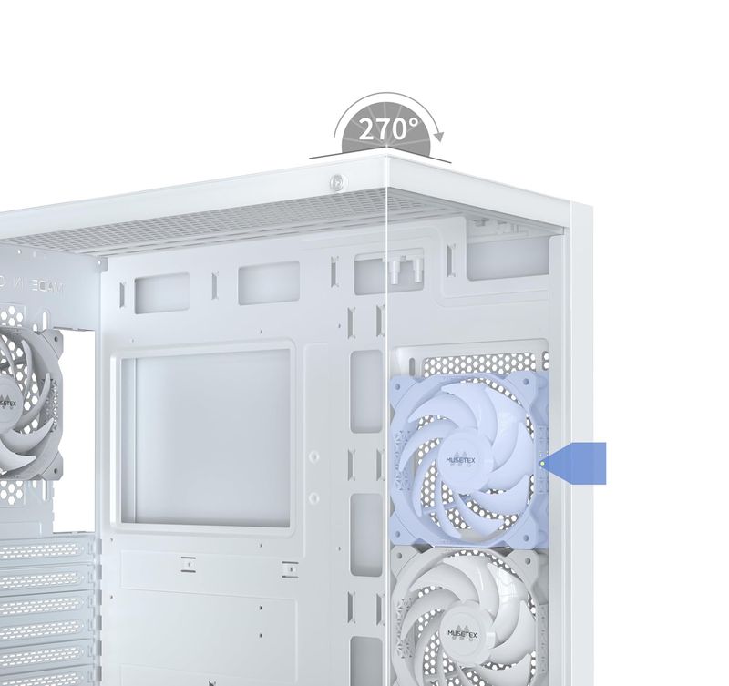 MUSETEX K2 – Obudowa PC ATX Mid Tower z podwójnym szkłem hartowanym, biała