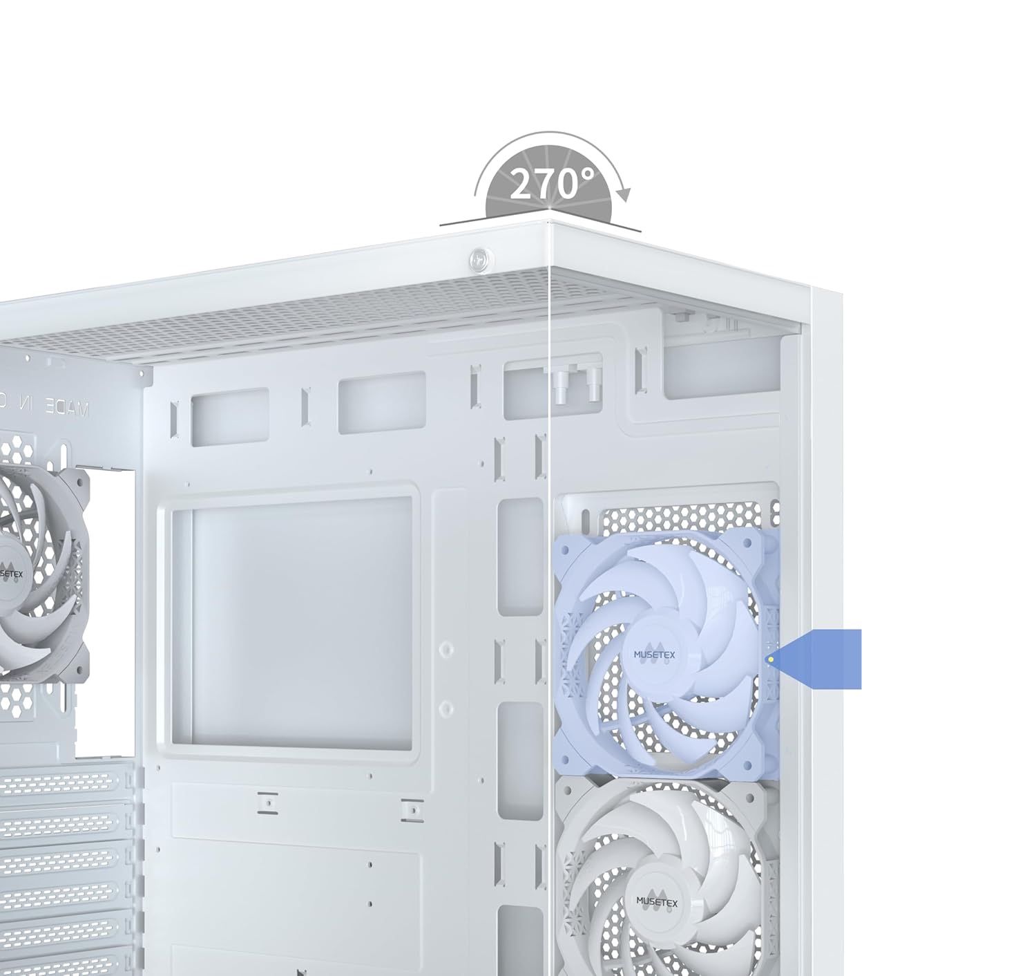 MUSETEX K2 – Obudowa PC ATX Mid Tower z podwójnym szkłem hartowanym, biała