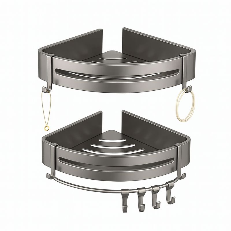 2‑częściowa półka prysznicowa bez wiercenia Frekibaz, aluminiowa, szara