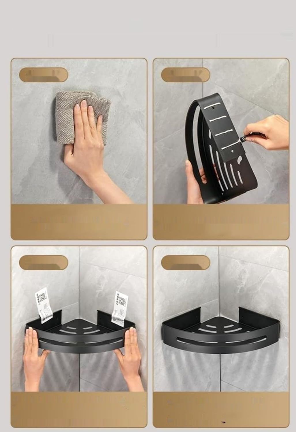 2‑częściowa półka prysznicowa bez wiercenia Frekibaz, aluminiowa, szara