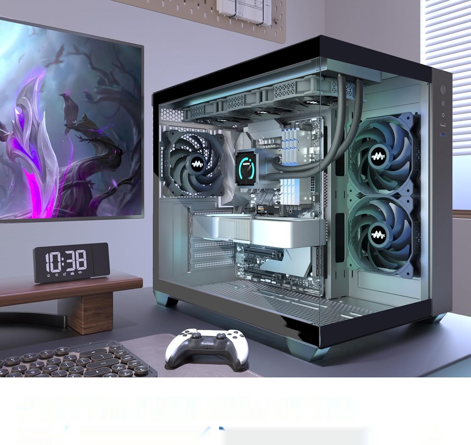 MUSETEX Obudowa PC ATX, 3 zainstalowane wentylatory bez podświetlenia