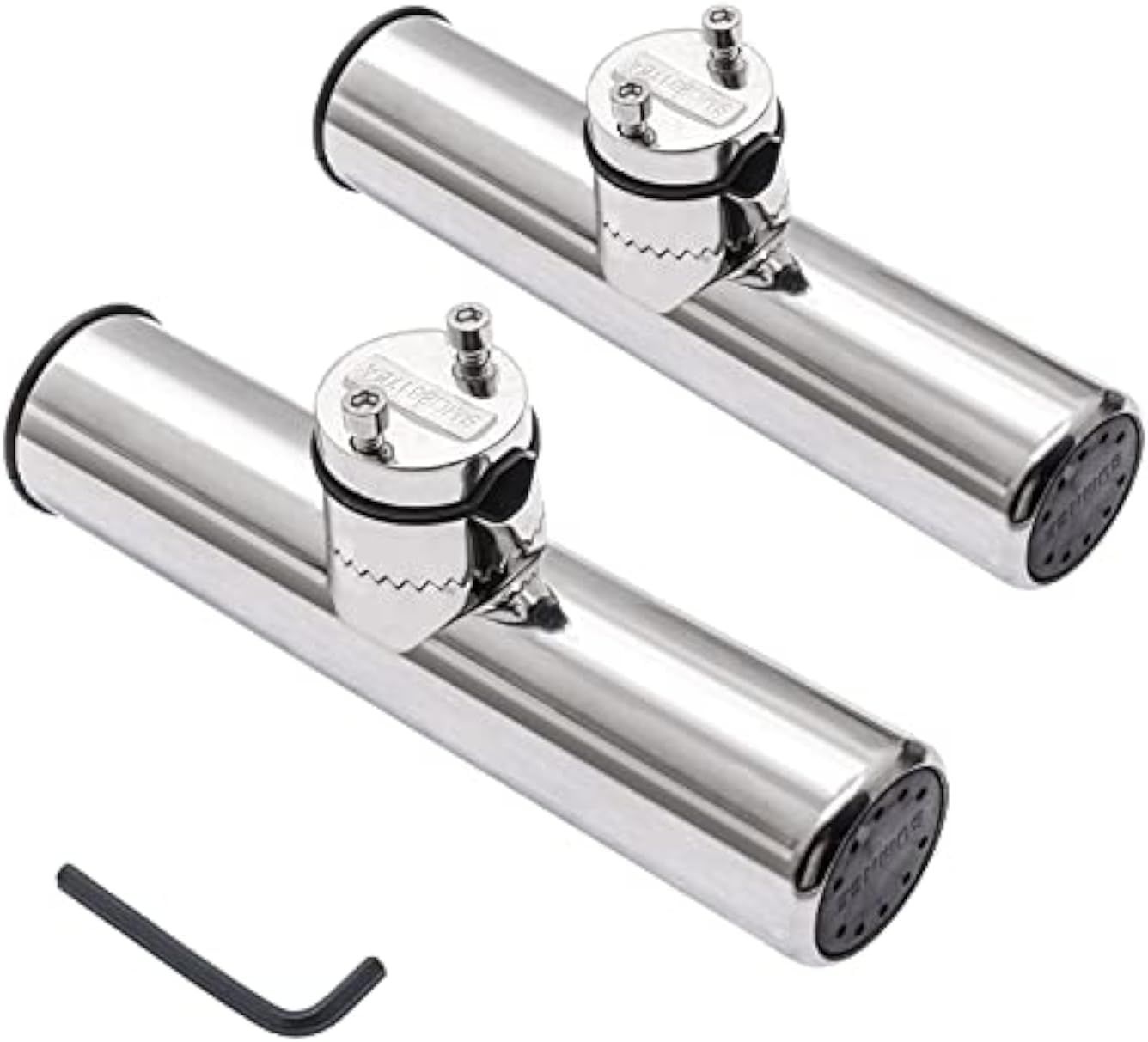 Geloo – Zestaw 2 regulowanych uchwytów na wędki ze stali nierdzewnej 316 do montażu na relingu (18–26 mm)