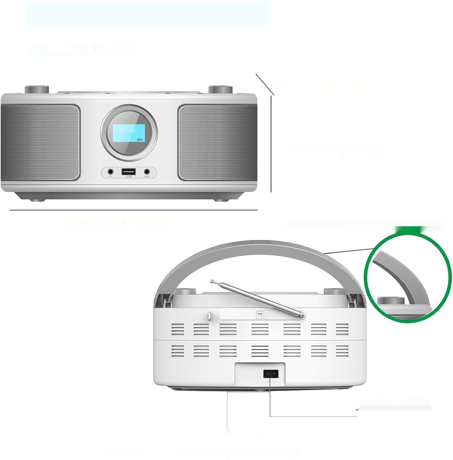 Przenośny odtwarzacz CD dla dzieci, WISCENT radio FM boombox (z Bluetо