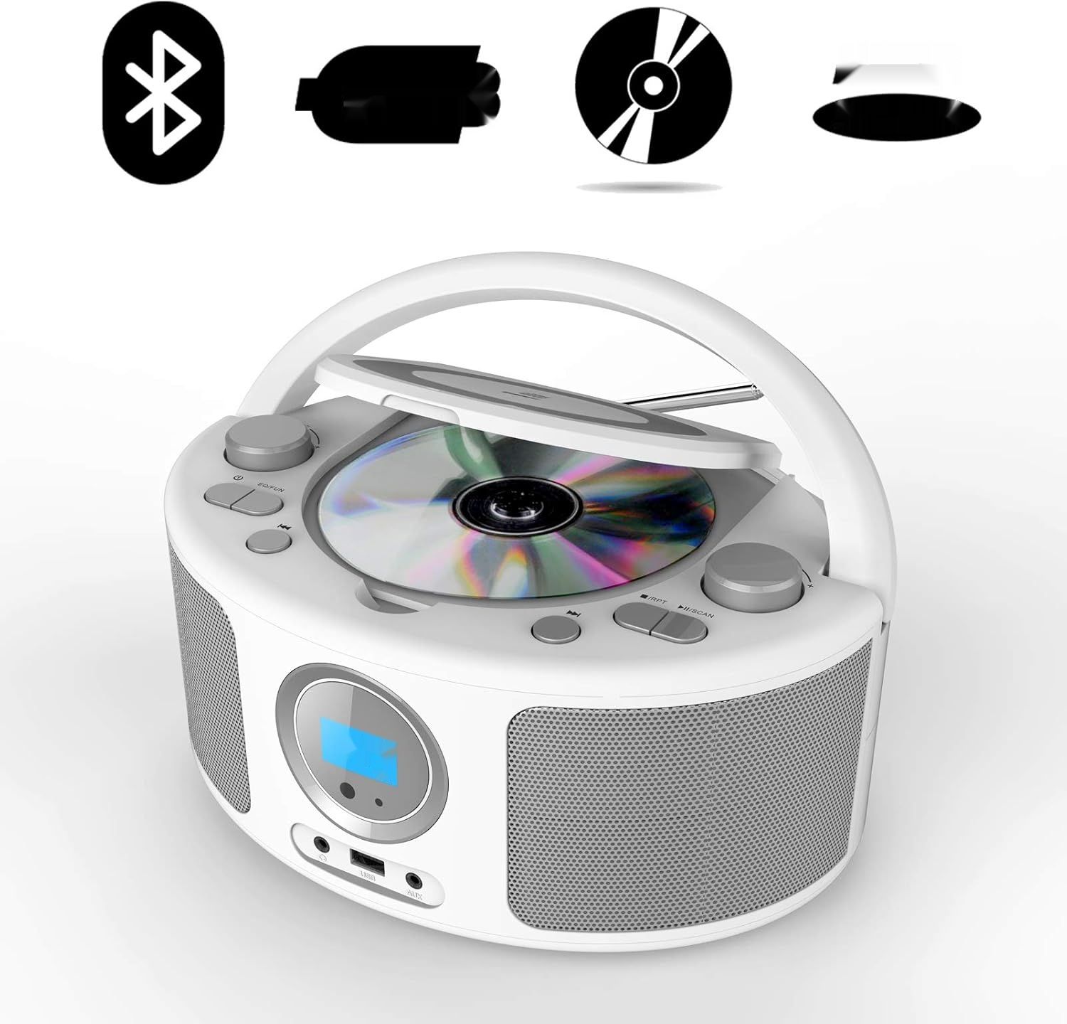 Przenośny odtwarzacz CD dla dzieci, WISCENT radio FM boombox (z Bluetо