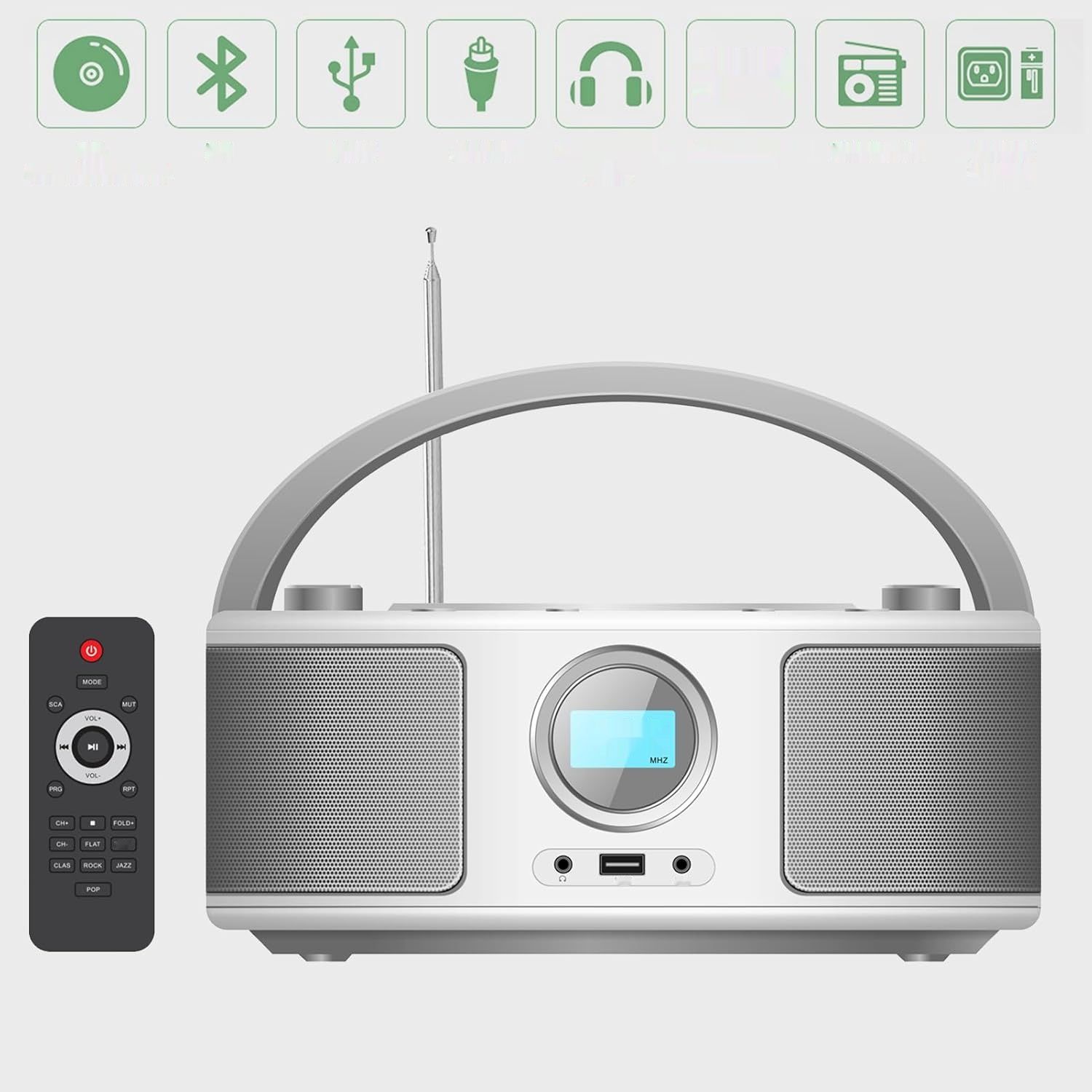 Przenośny odtwarzacz CD dla dzieci, WISCENT radio FM boombox (z Bluetо
